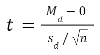 Paired t-test formula