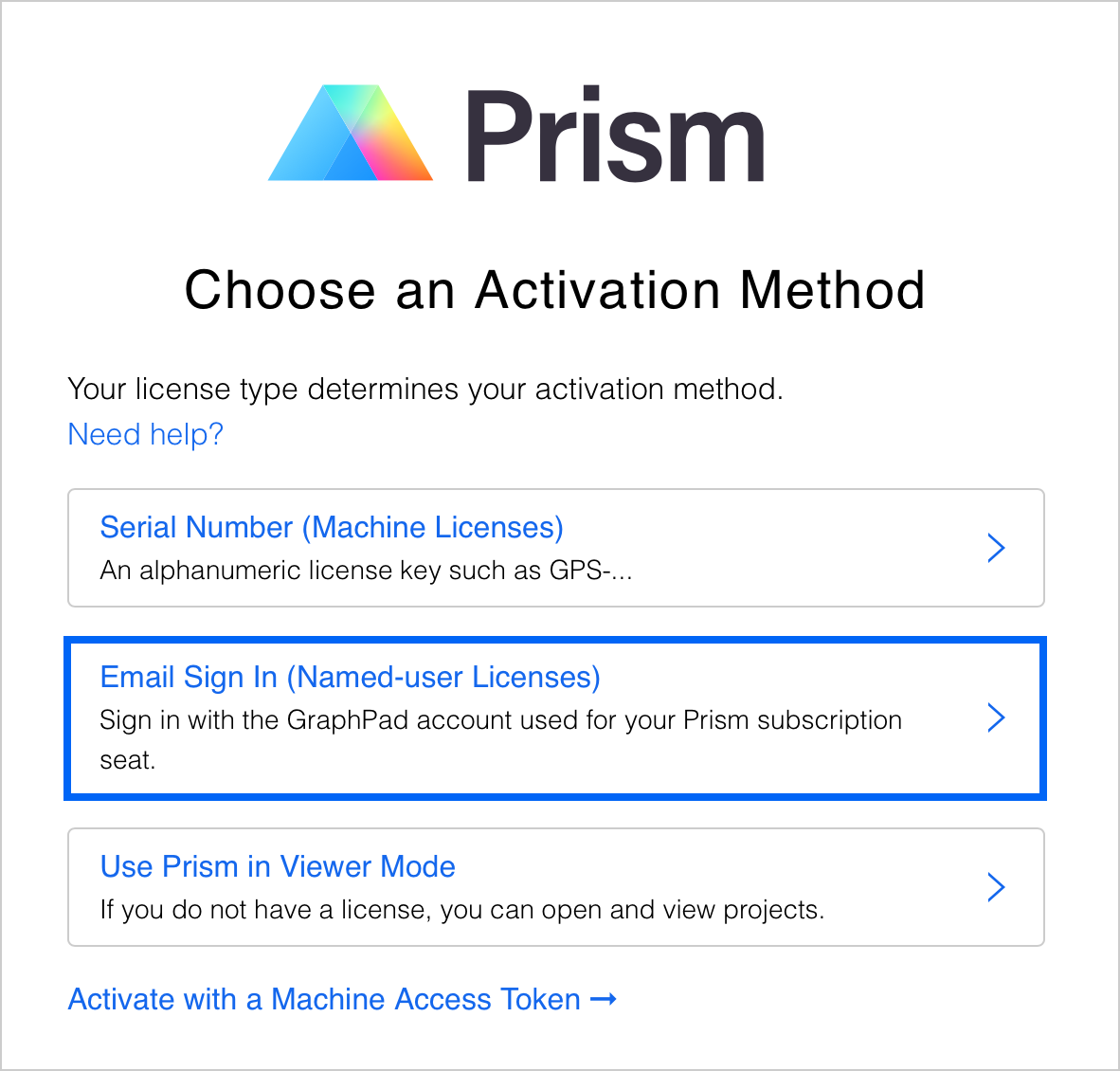 Prism 10 Activation with Email
